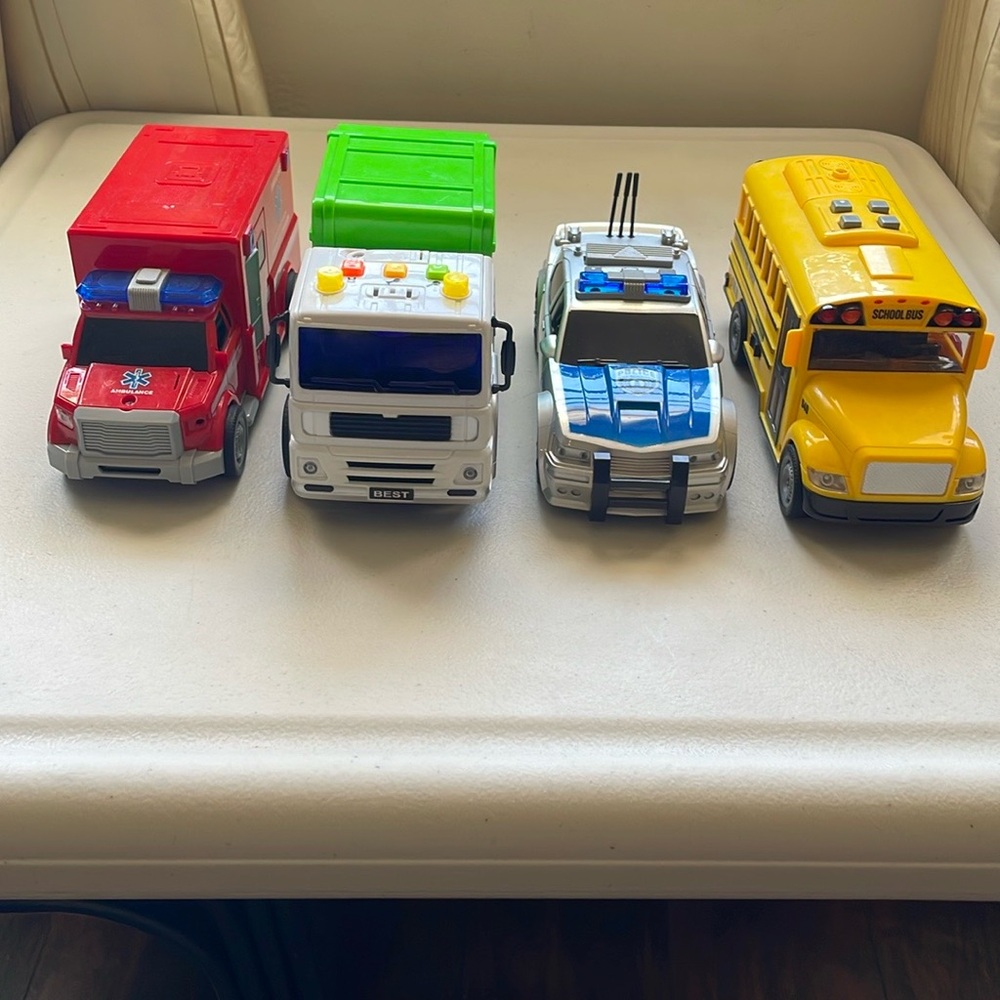 Kids Toy Vehicle Set - Red, Green, Blue, Yellow